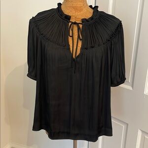 Gap Silky Black Puff Sleeve Top XL